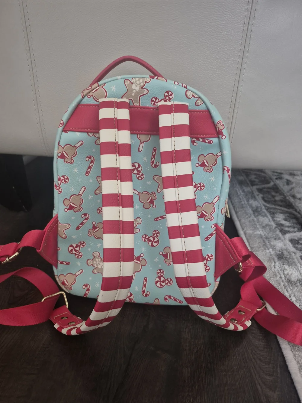 Loungefly x Disney Parks Kids Candy Cane Peppermint Mini Backpack - Red & Aqua